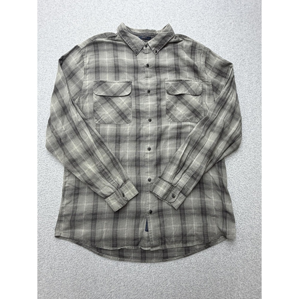 Roark Shirt Mens XL Gray Plaid Long Sleeve Button Classic Fit Cotton Casual